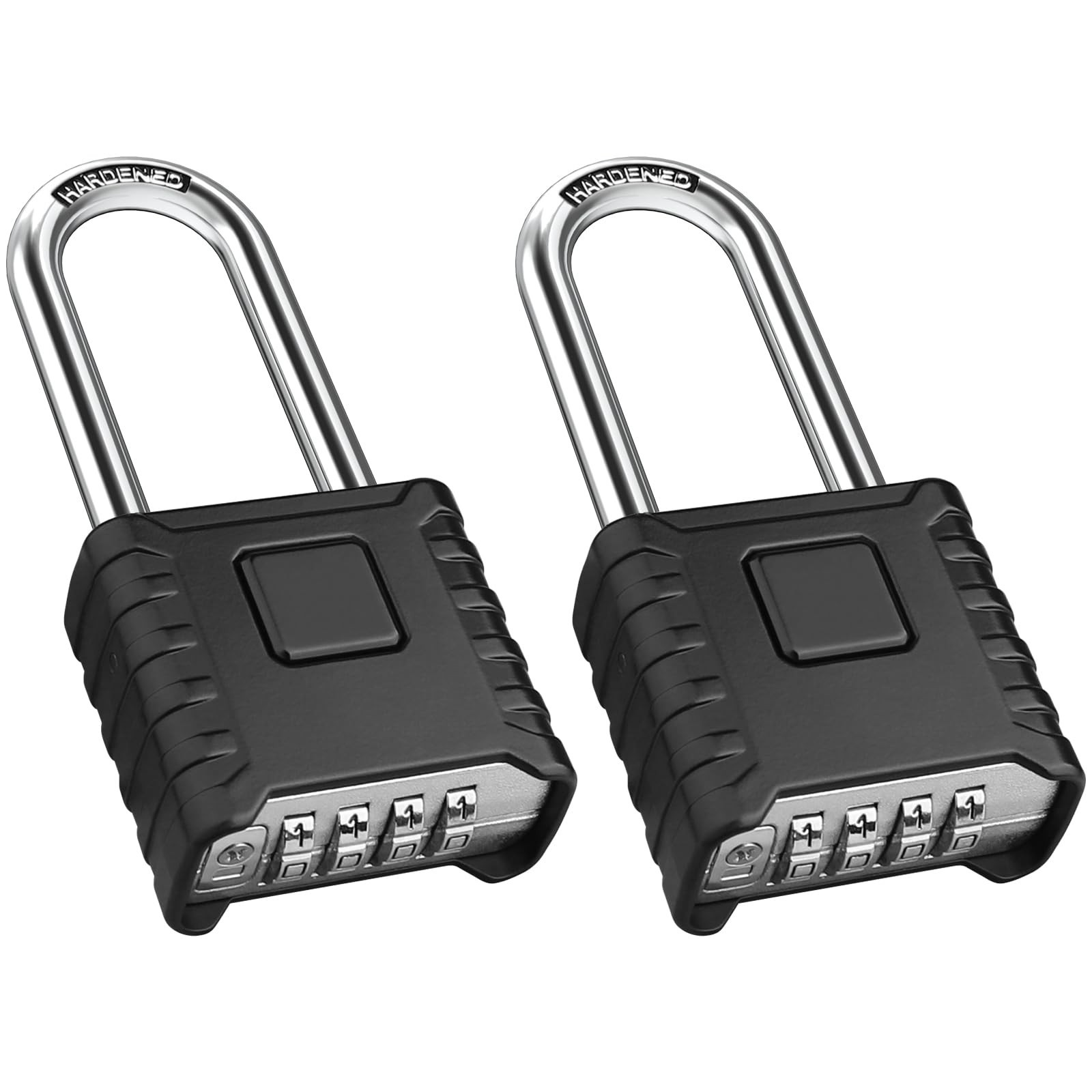 2 Pack Heavy Duty 2.3in Long Shackle Combination Padlocks - High Security for Gy
