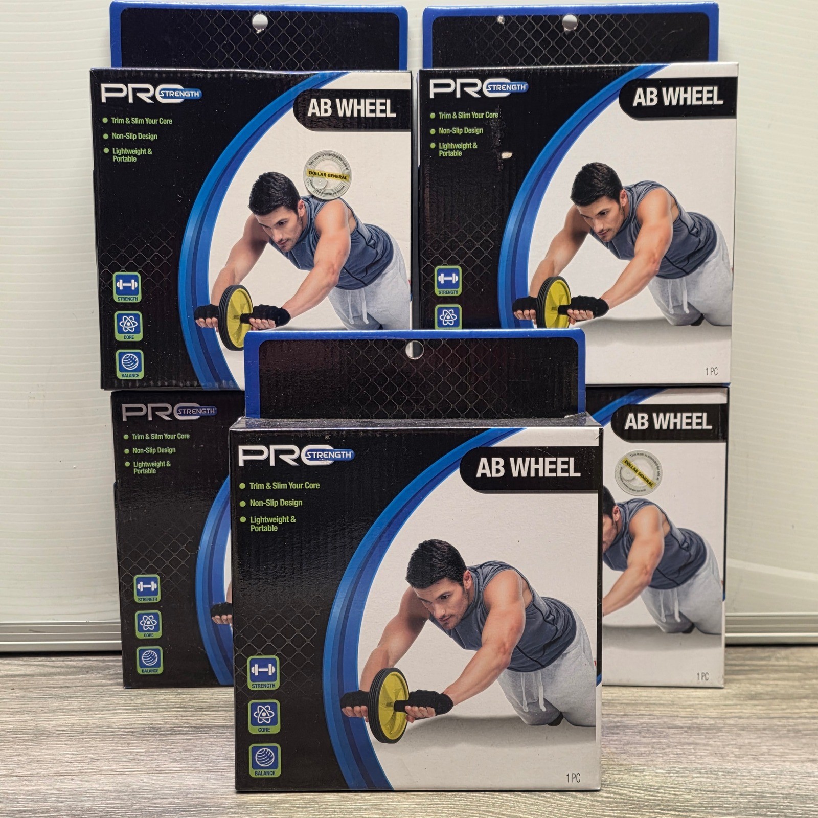 5 Pk Pro Strength Ab Wheel Core Strength Workout Roller Non-Slip Design Home Gym
