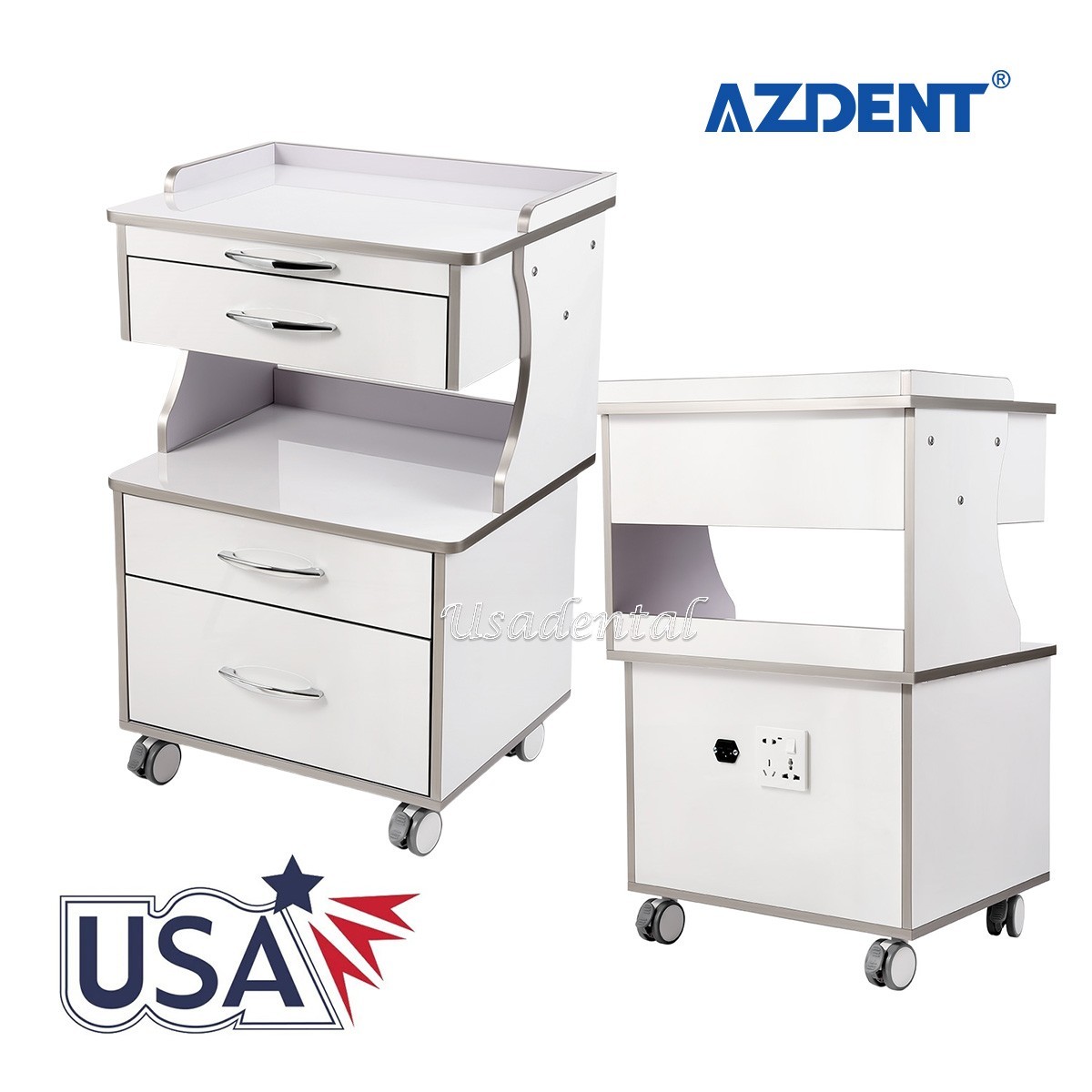 3 Drawers Dental Mobile Utility Cart Storage Cabinet Medical Office Lab Trolley