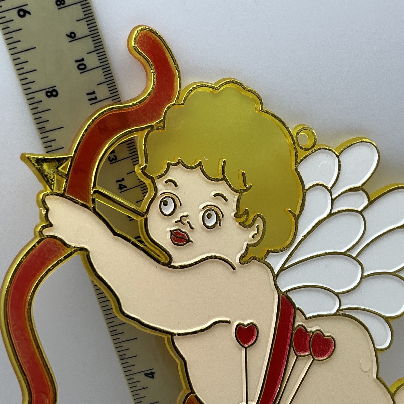 Vintage Valentine Cupid Plastic Stained Window Sun Catcher