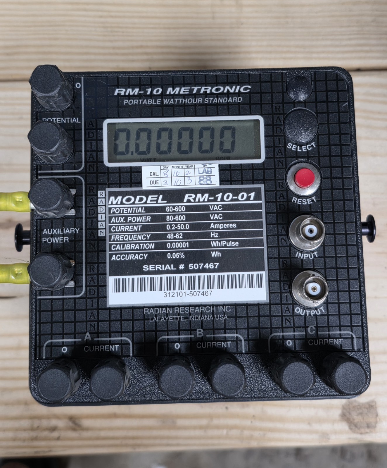 RM-10-01 Metronic Portable Watthour Standard Radian SN: 507466
