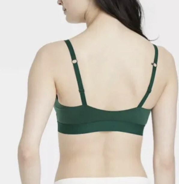 Auden Womens Unlined Triangle Bralette Size M Adjustable Dark Green Bra