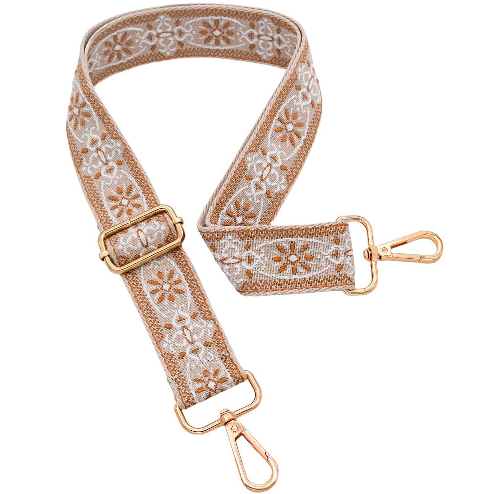 Width: 1.5 inches (3.8cm), Length: 28"~50" (65-130cm), Camel Star-gold Metal