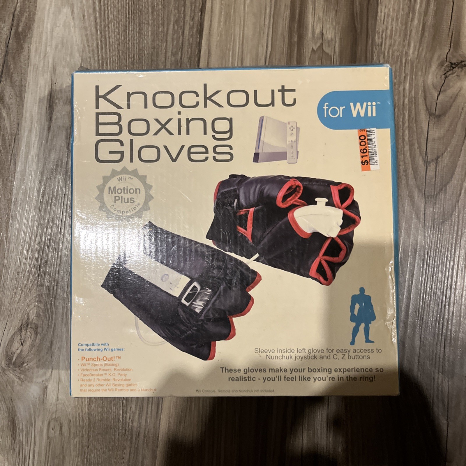 Wii Knockout  Boxing Gloves Motion Plus  WI-KBG NIB Black & Red