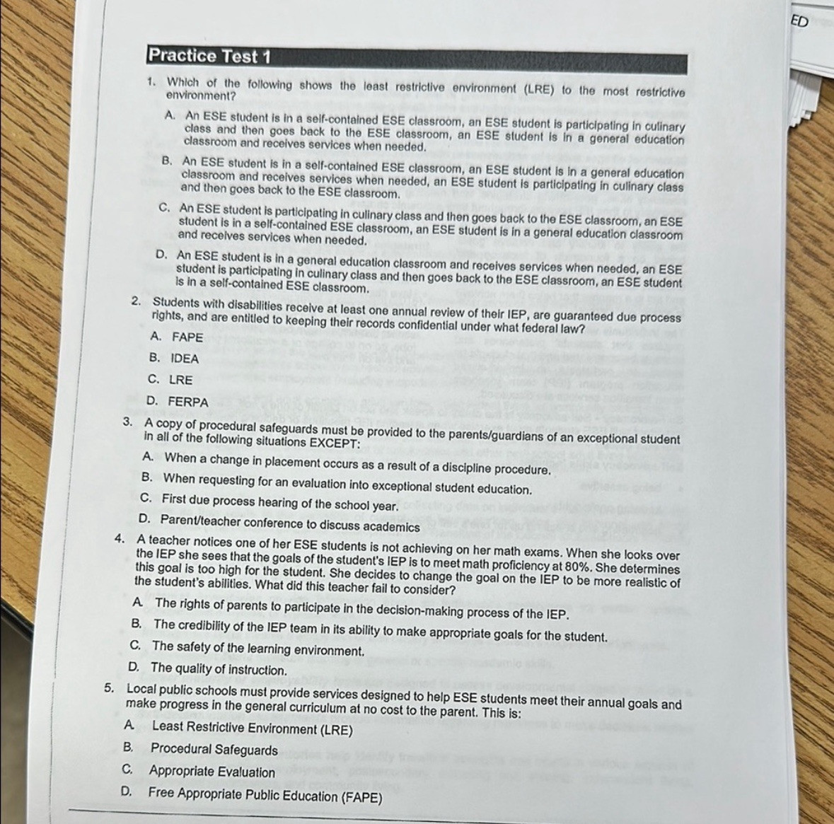 NAVAED FTCE ESE Exceptional Student Education Book