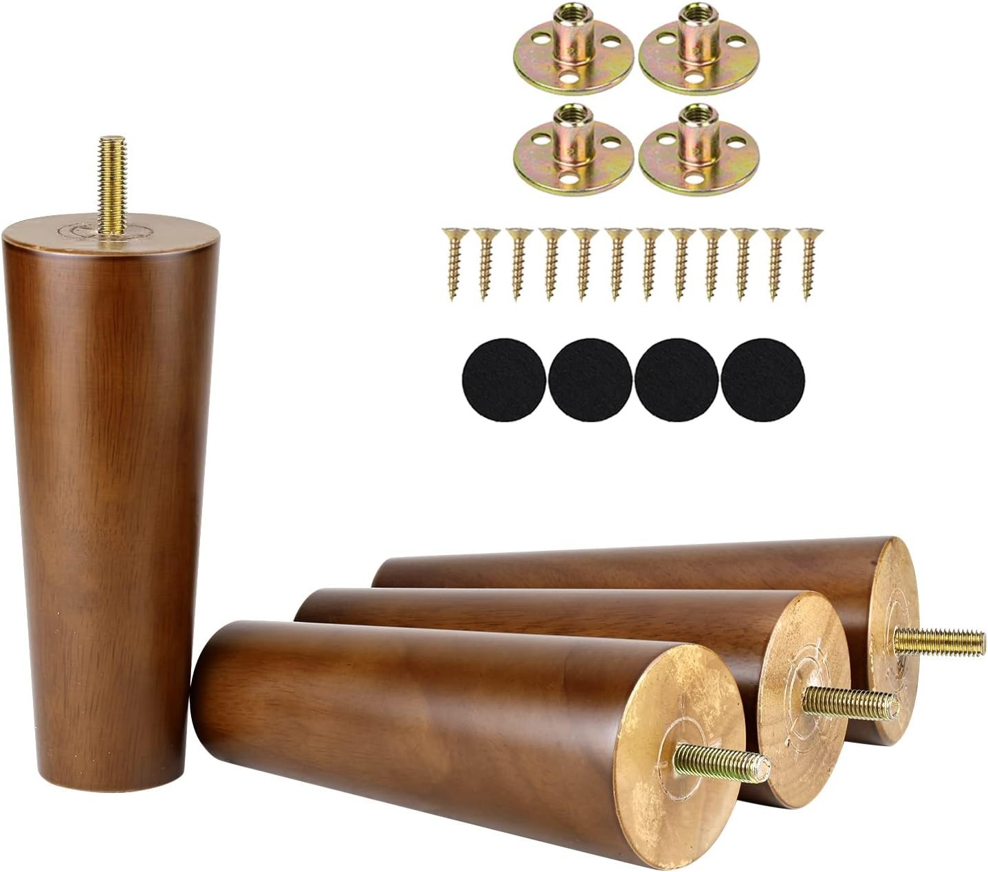 6 Inch Wood Furniture Legs Set of 4 Replacement Feet for Cabinet Couch Chair