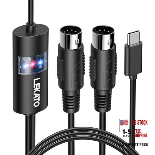 MIDI to USB C Cable, MIDI USB Cable to Type C with Input&Output Compatible