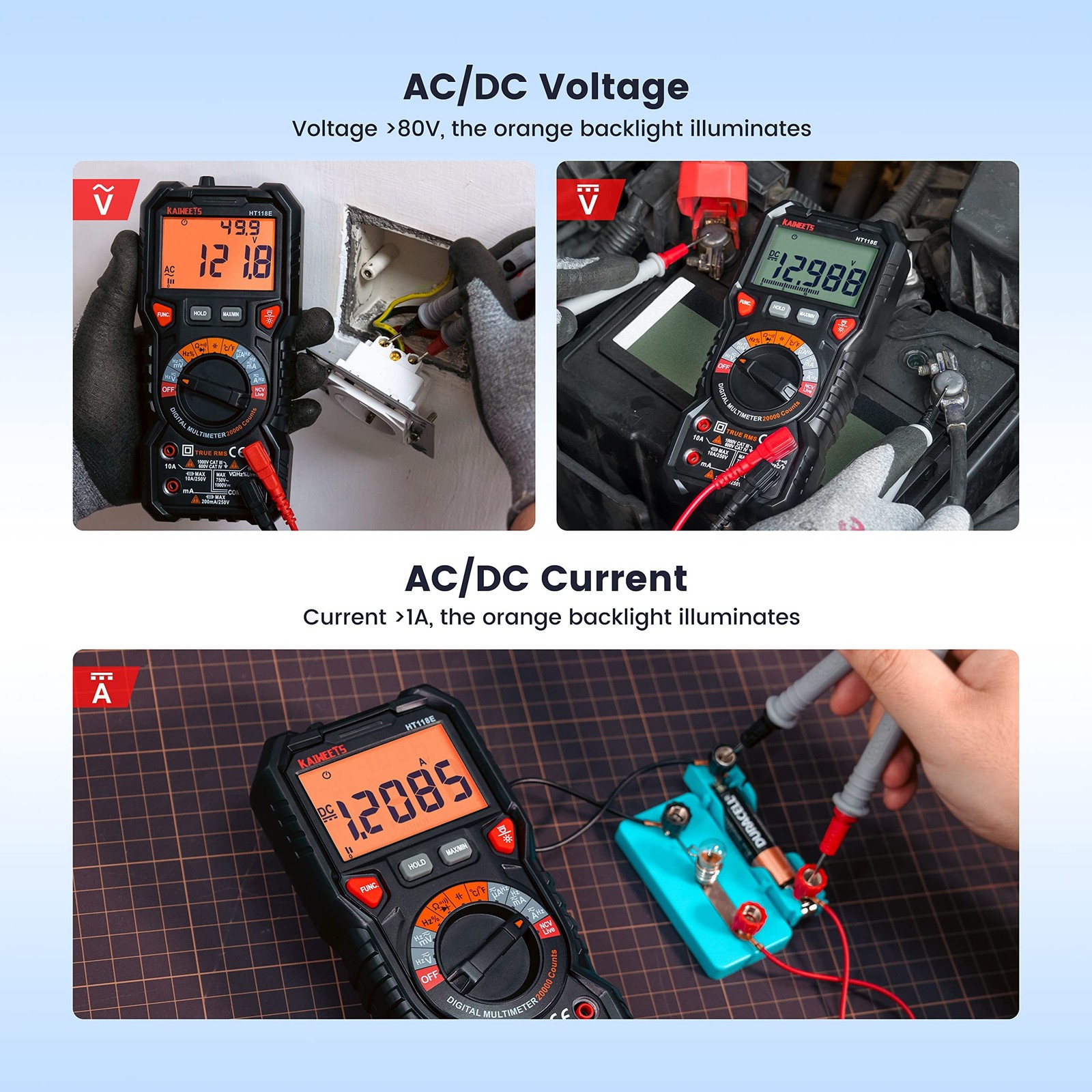 KAIWEETS HT118E Digital Multimeter TRMS 20000 Counts with Higher Resolution A...
