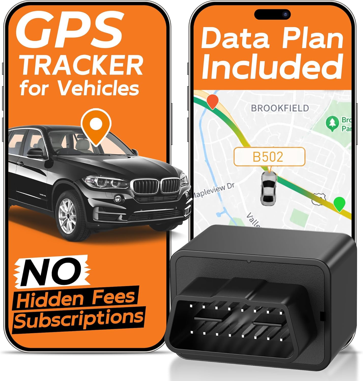 OBD GPS Tracker for Vehicles, No Subscription, No Monthly Fees, 4G LTE Built-in