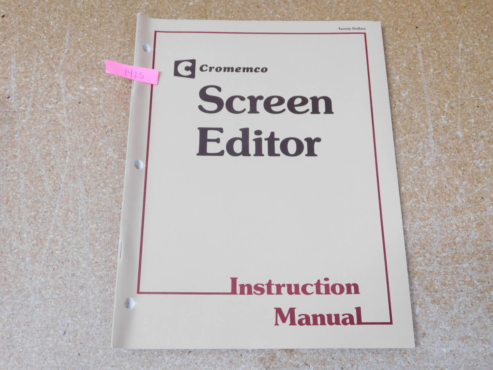 Cromemco Screen Editor Vintage Computer Jan. 1981 Instruction Manual (original)