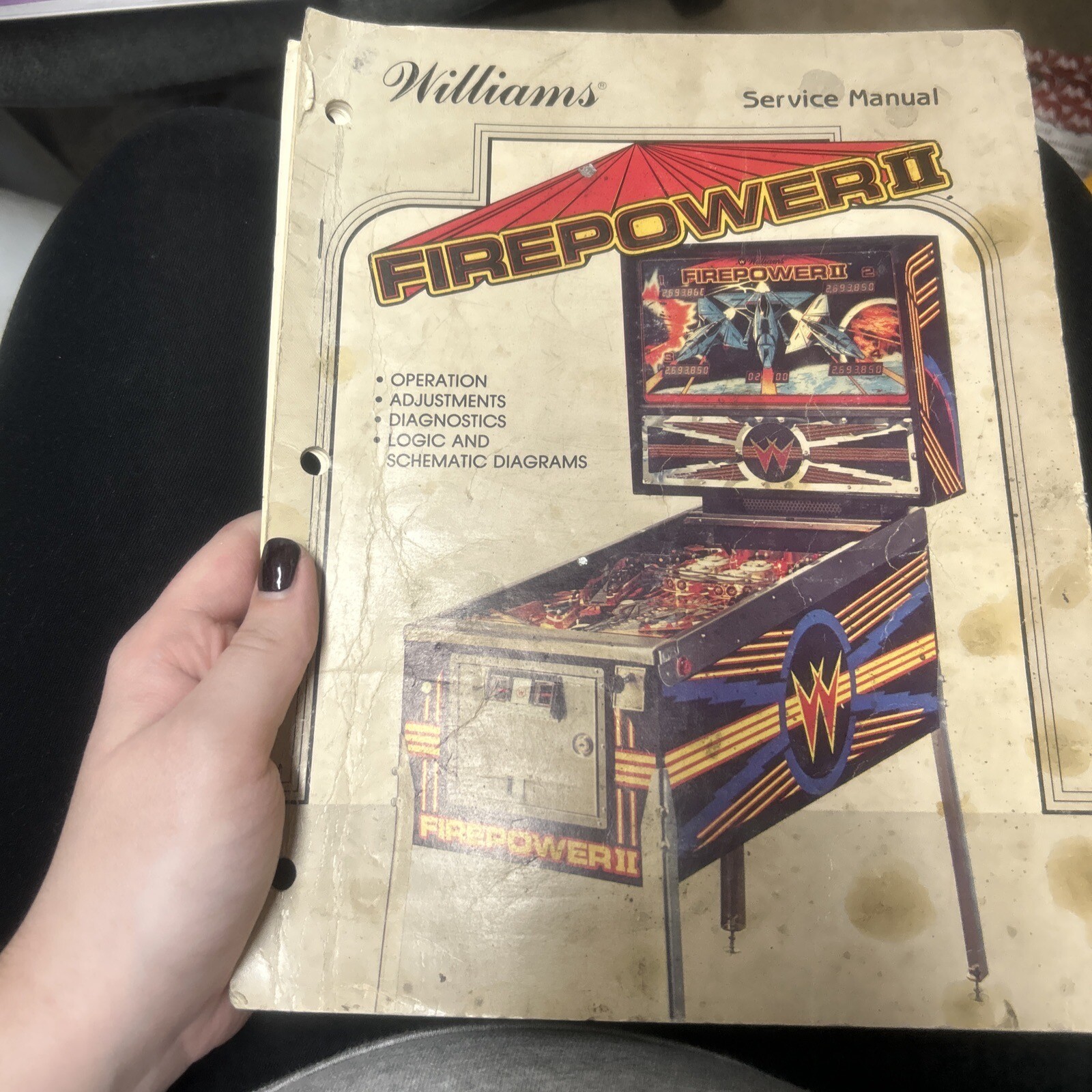 Williams FIREPOWER II Pinball Machine Manual - good used original-missing pages