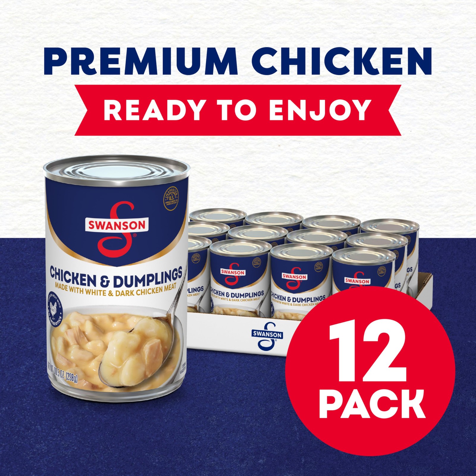 Canned Chicken and Dumplings, White Dark Meat, 10.5 oz Pack of 12