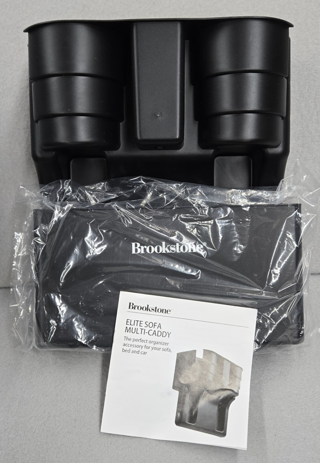 Brookstone Elite Sofa Multi Caddy Couch Tray Phone Tablet Cup Holder New