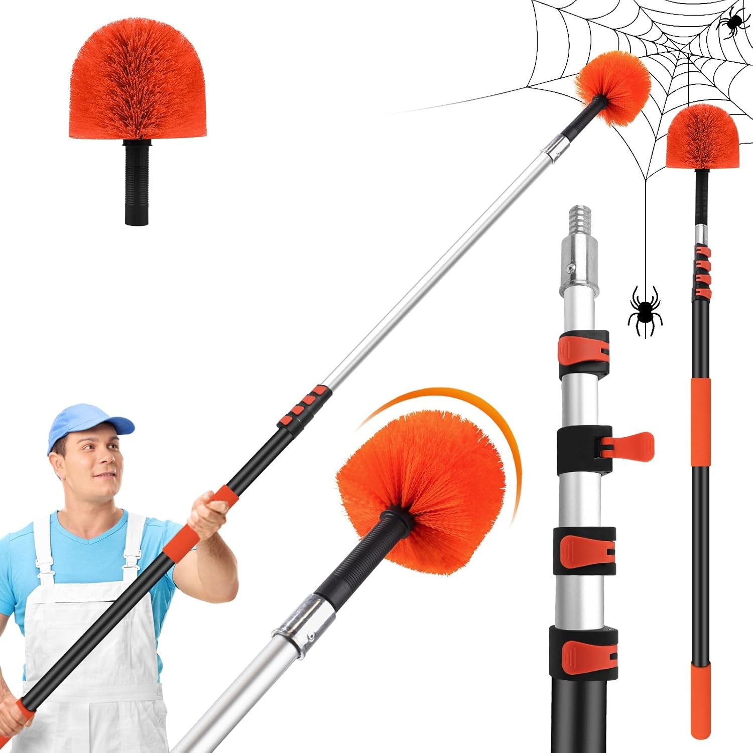 26 ft spider web duster with extension pole,