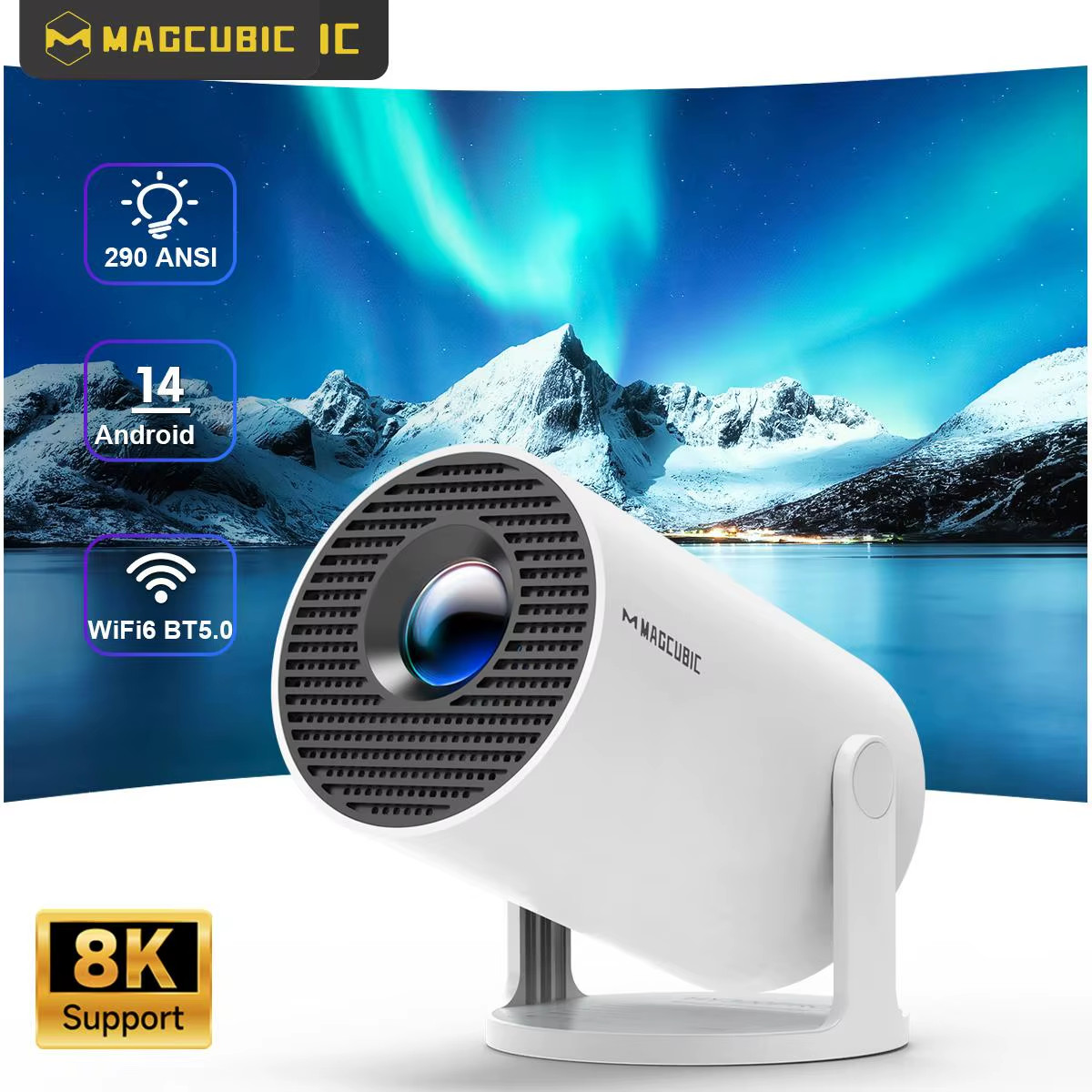 Projector HY300 Pro 8K Android 14 Dual Wifi6 290ANSI