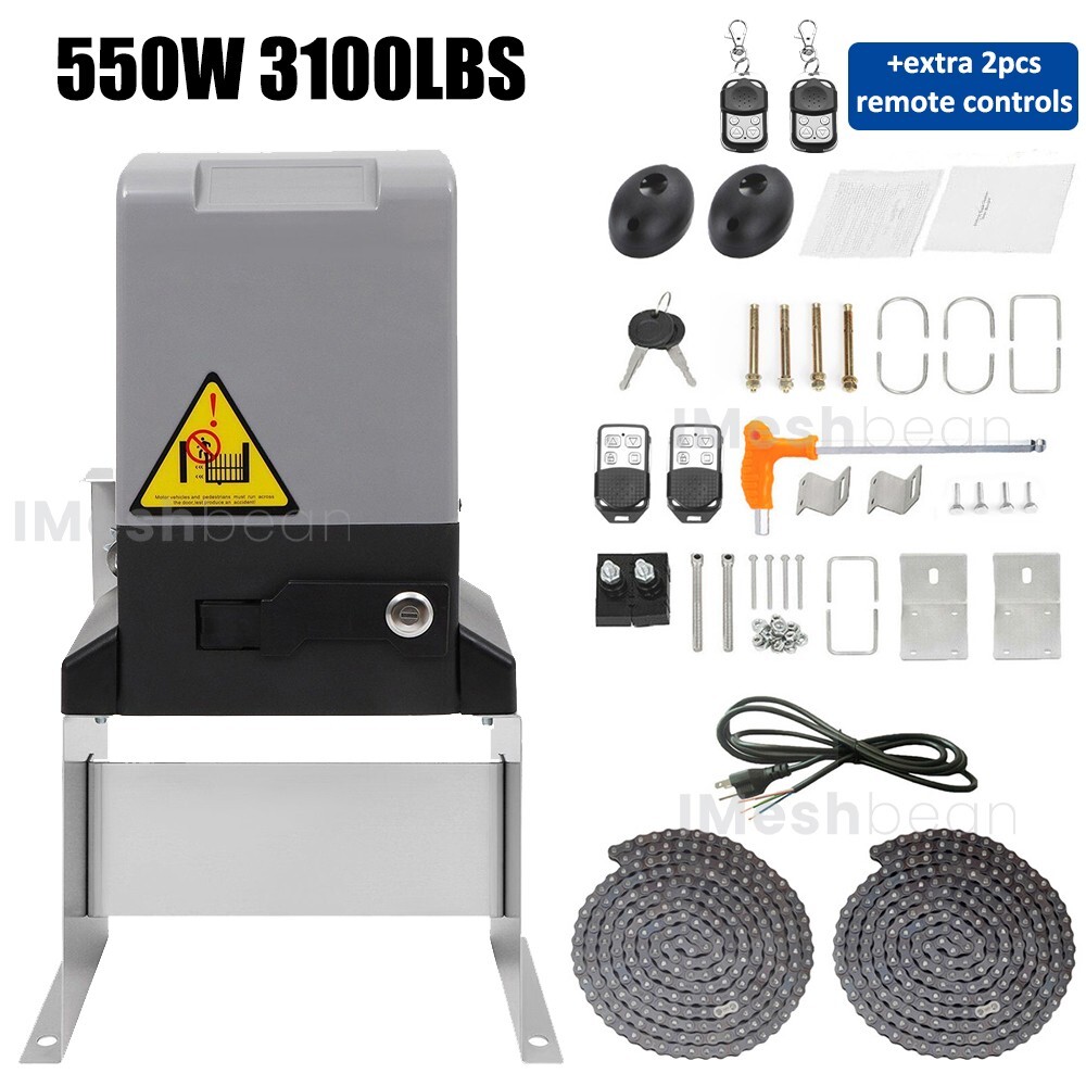US 3100LBS Electric Sliding Gate Opener Automatic Motor w/4 Remote Controls Kit