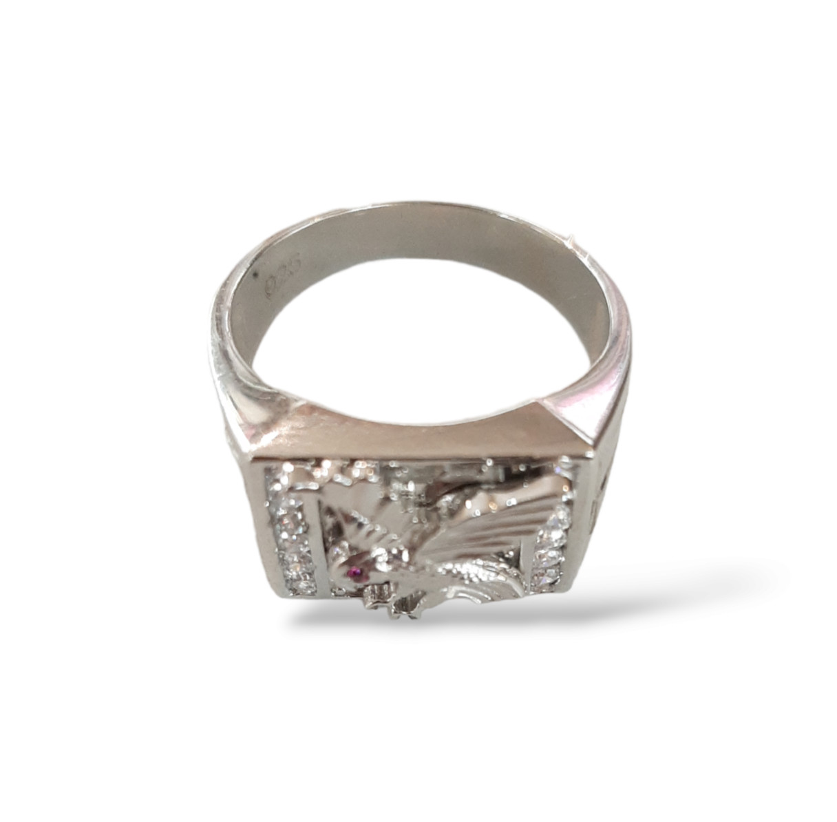 MENS 925 SILVER AND CRYSTALS RING WITH EAGLE
