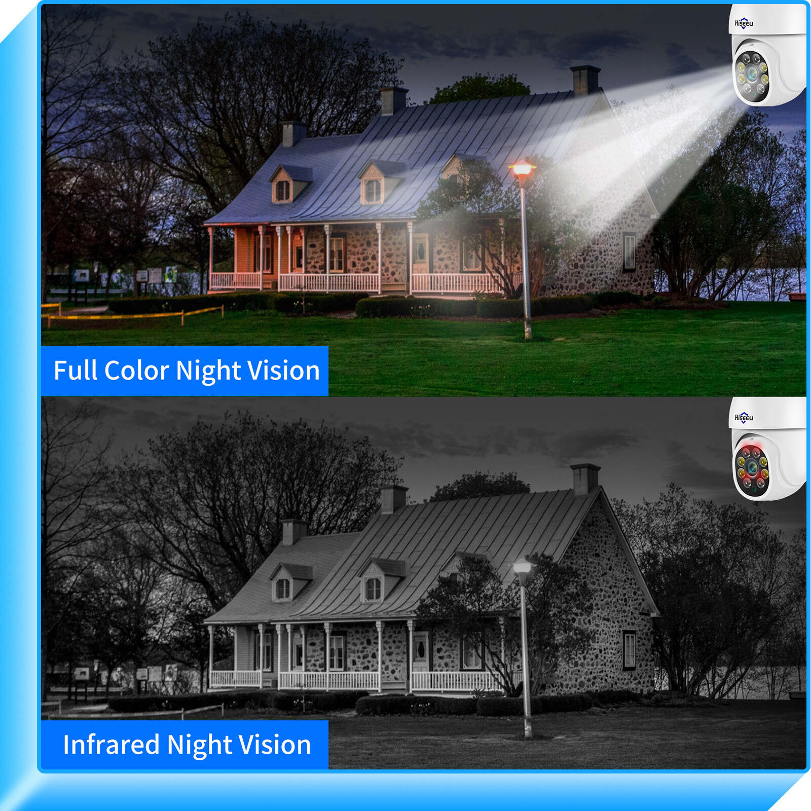 Hiseeu 2PCS 5MP HD Image WIFI Security Camera PTZ Auto Tracking IP66 Full Color