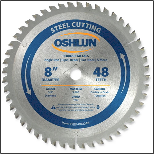 OSHLUN  SBF-080048  8" x 48T Steel Cutting Saw Blade