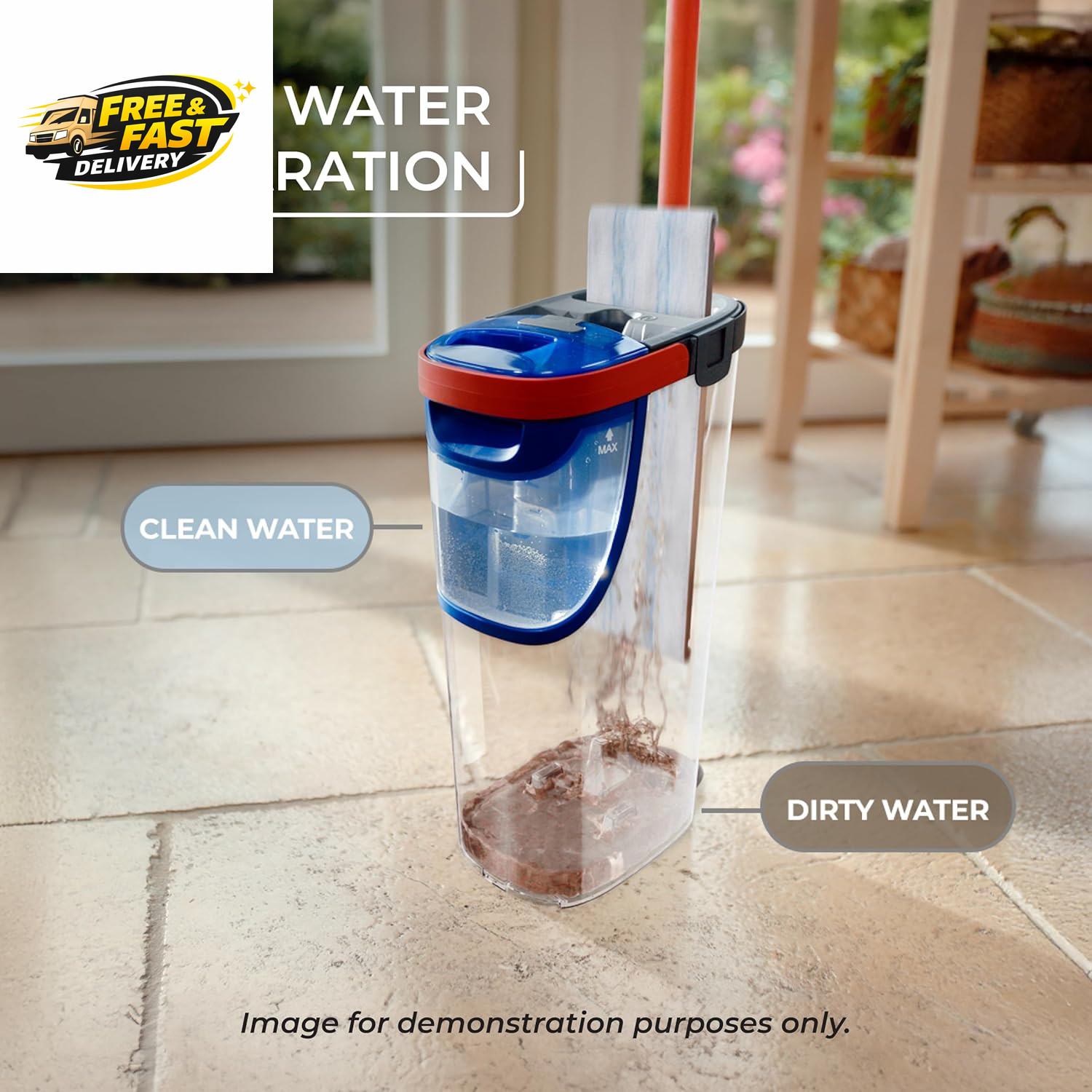 H2Pro Flat Mop System | Quick Cleaning Tool | Clean with Water | Machine Washab