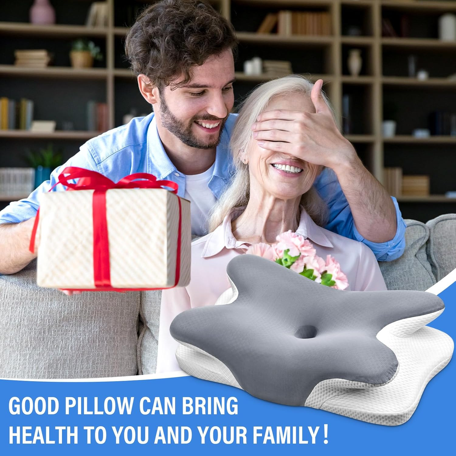Cervical Neck Pillow, Ergonomic Memory Foam Pillows for Neck Pain Relief with...