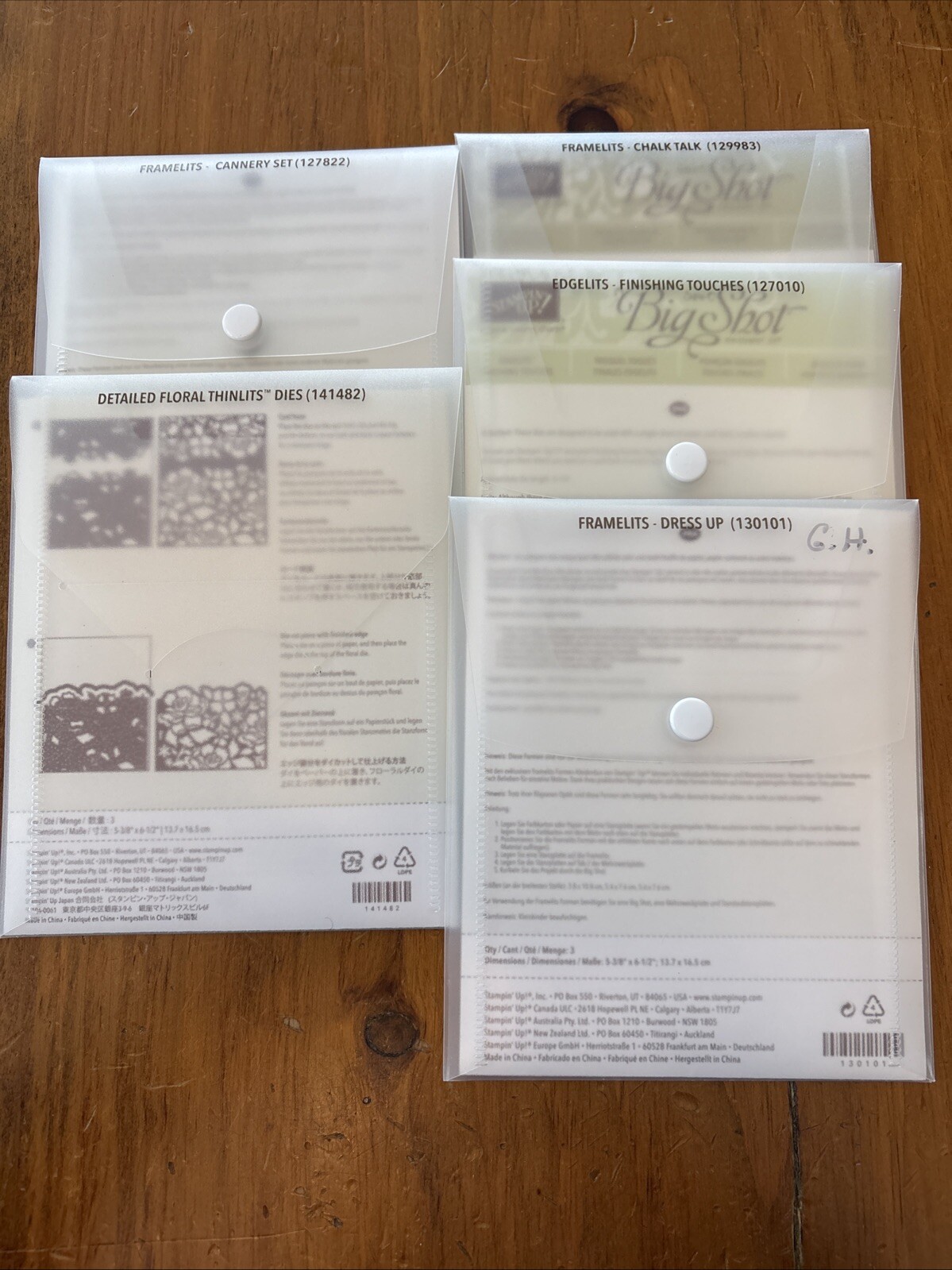 Lot of 5 Stampin' Up Die Sets Chalk Talk Cannery Dress Up Detailed Floral +