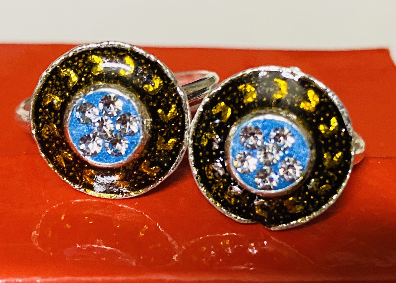 CRYSTALS 925 Solid Sterling Silver Toe Ring Pair India Bichiya ADJUSTABLE NEW