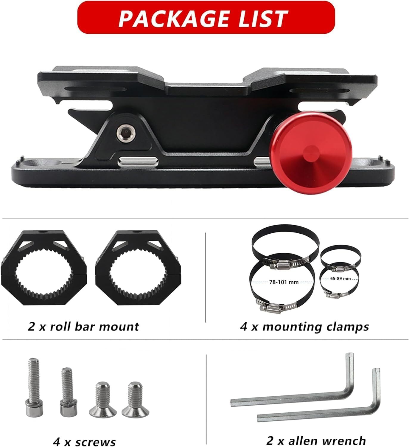 UTV Fire Extinguisher Mount Kit Adjustable Quick Release Bar Car Roll Bracket