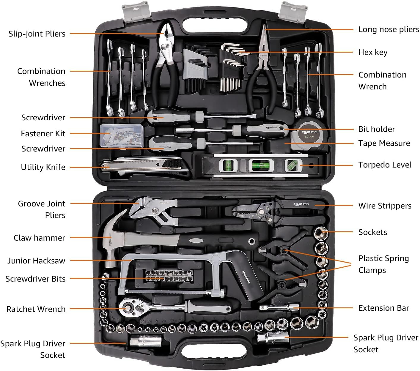 Amazonbasics 173-Piece General Household Hand Tool Set