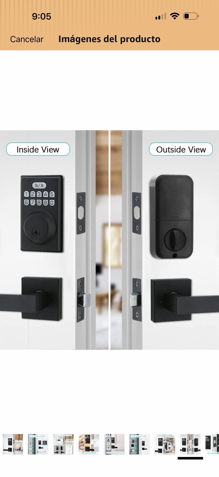 Combination Keypad Smart Door Lock Auto Re-Lock 20 User Codes Keyless Black