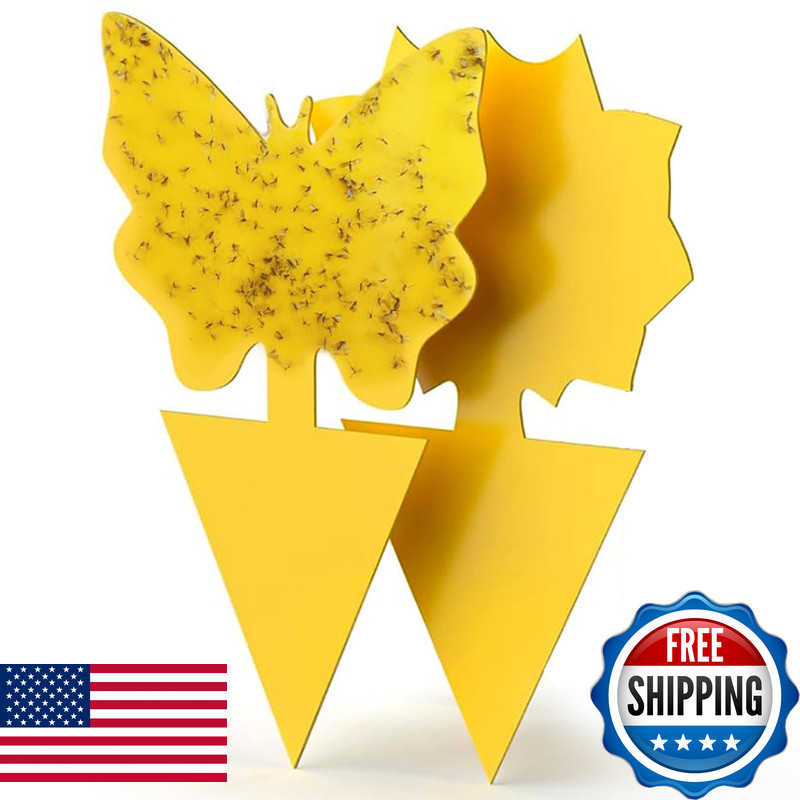 40PCS Sticky Insect Traps Yellow Double Sided Gnats Fruit Fly Catchers