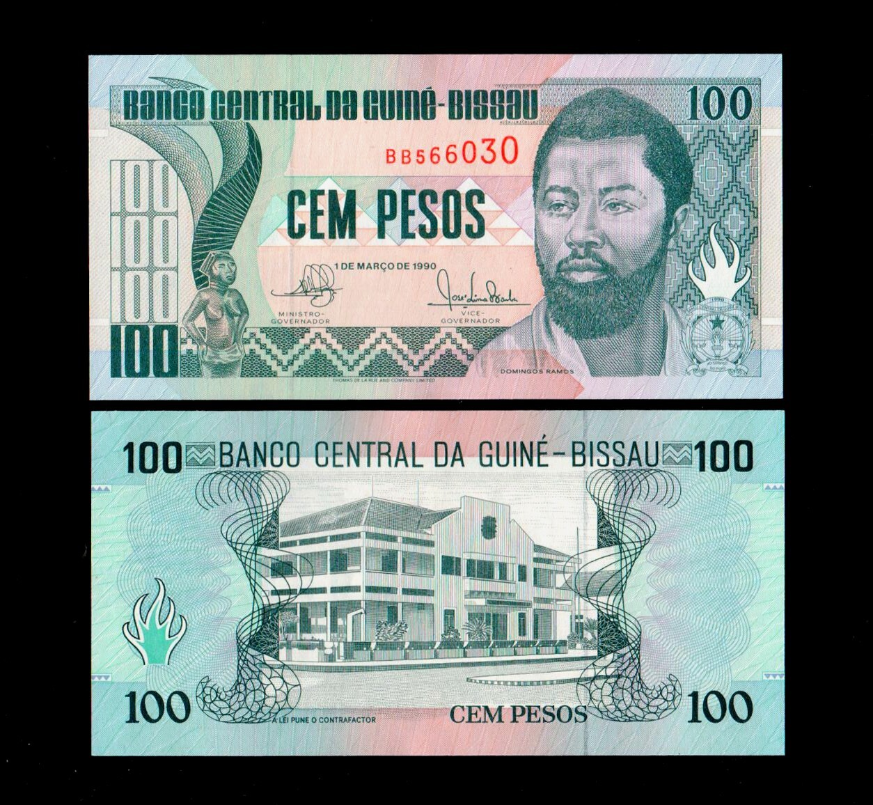 1990 Guinea Bissau 100 Pesos P-11 GEM UNC Free Shipping (a239)