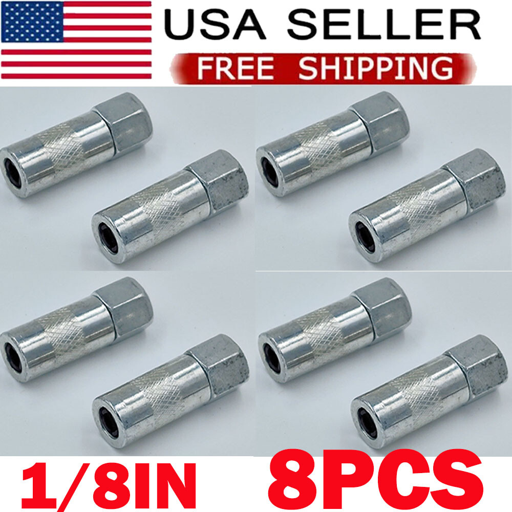 Heavy Duty 1/8 In. Npt Grease Gun Coupler Flat Nozzle (8 Pack) USA