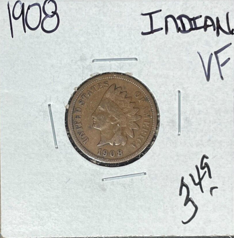 1908 INDIAN HEAD CENT ~VERY FINE  ~ ~NICE COIN~