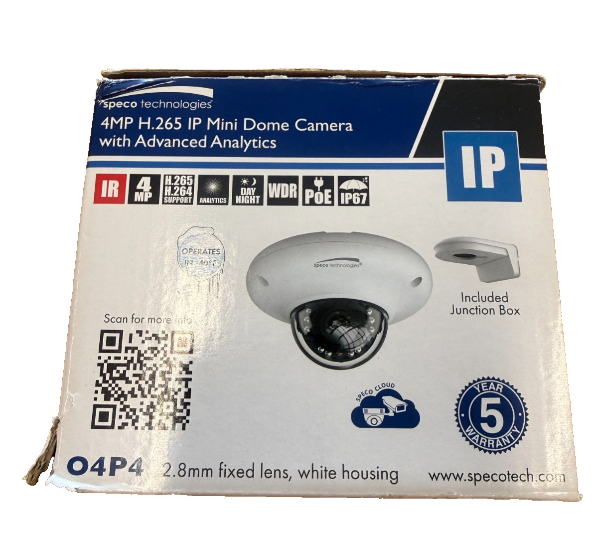 Speco O4P4 4MP H.265 IP Mini-Dome Camera