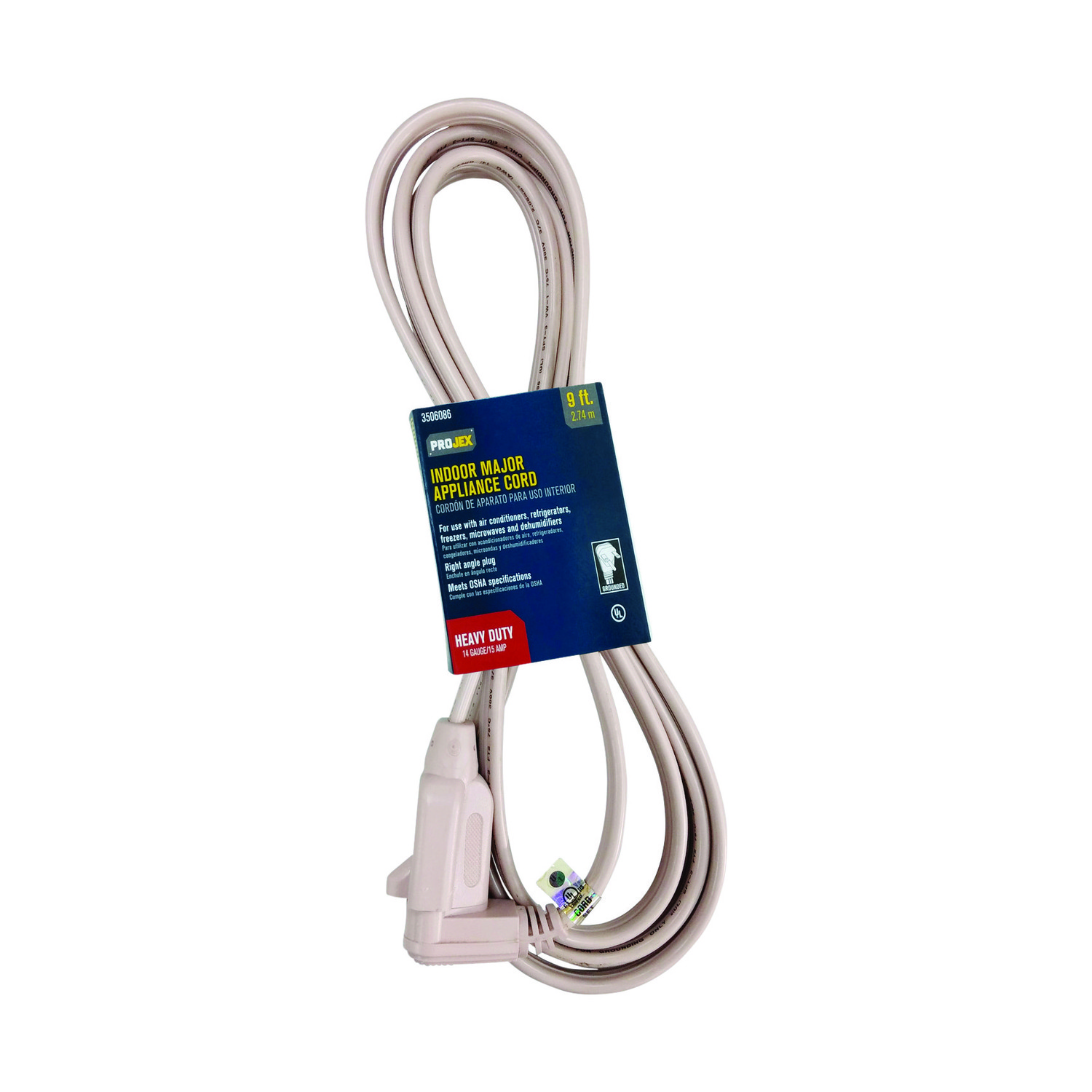 Projex AC-SPT3-009BEP Appliance Cord 9 L ft. for Air Conditioners & Dehumidifier