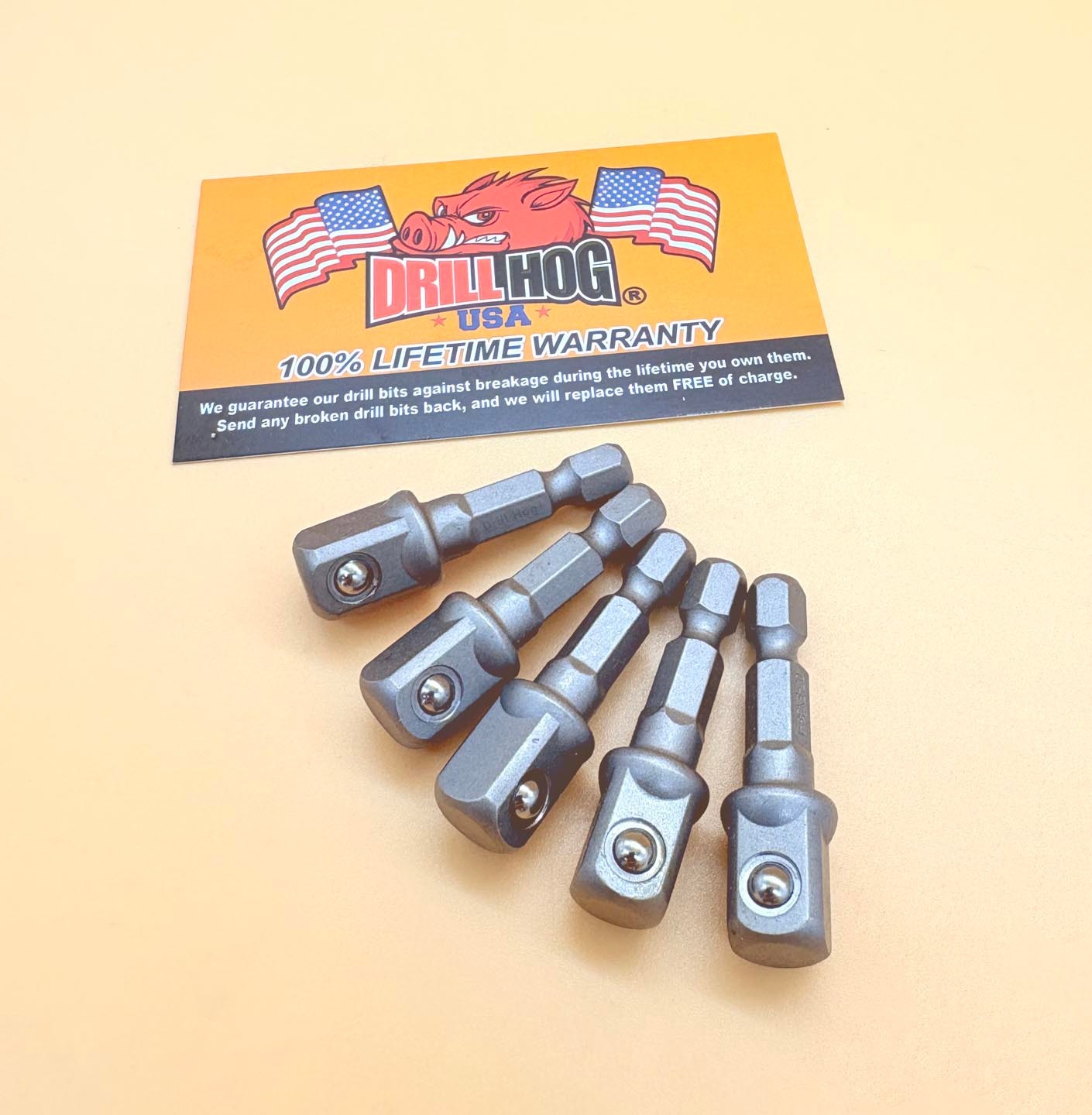 3/8" x 1" Socket Adapter Hex Shank 3/8" Impact Driver Bits 5 Pack Drill Hog®