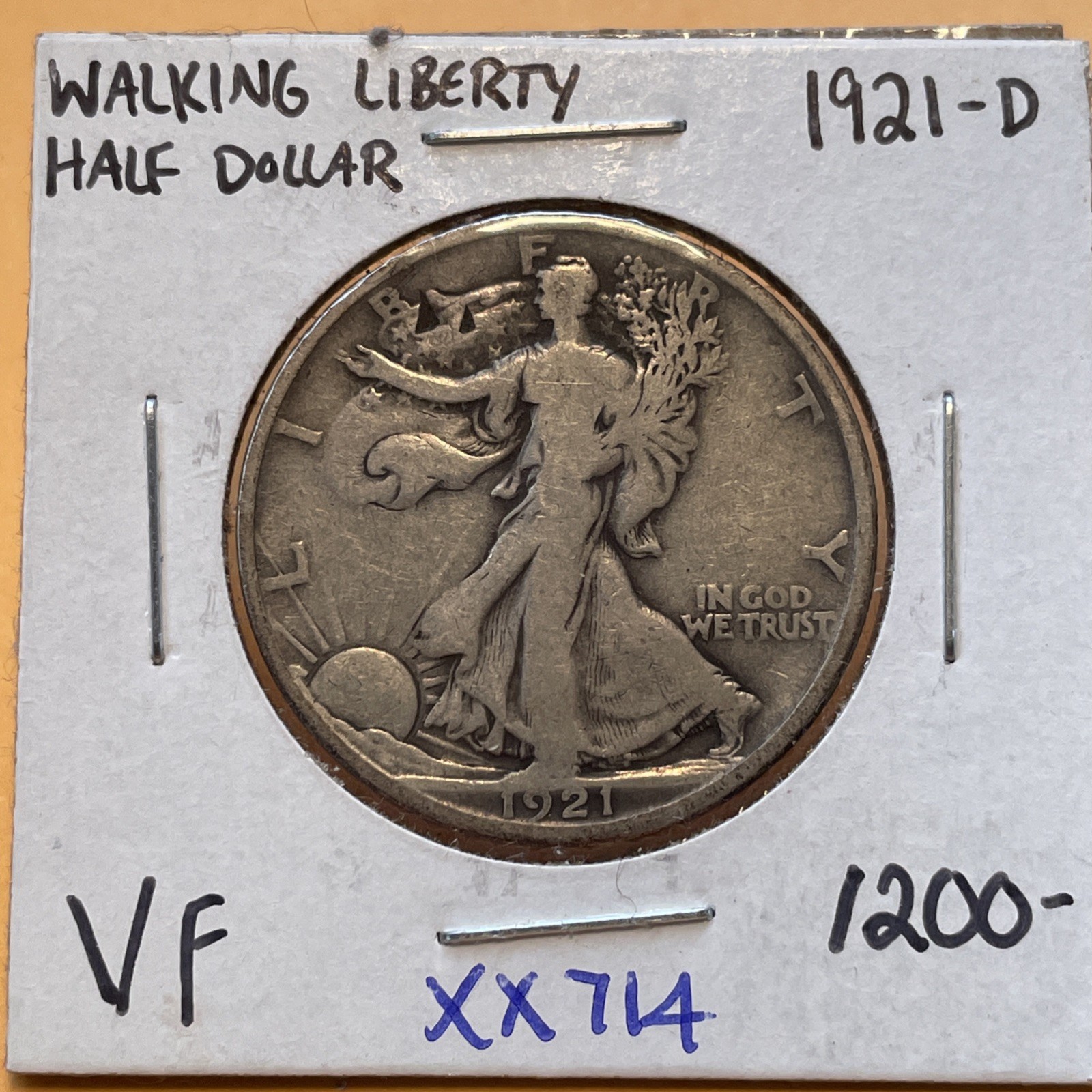 THE RAREST 1921 D WALKING LIBERTY HALF DOLLAR IN VF+ CONDITION  XX714