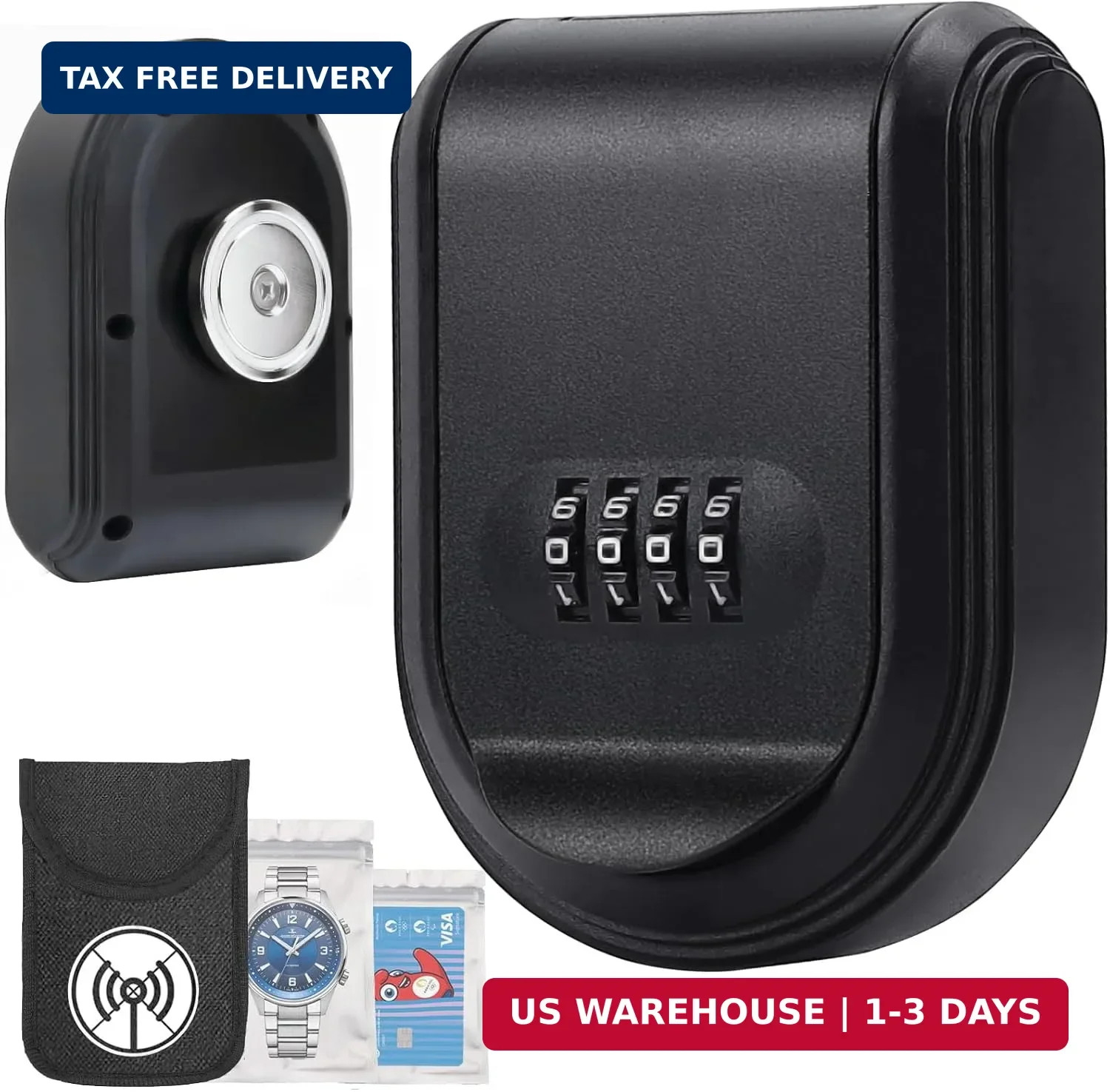 Magnetic Key Holder Box Hide A Key Under Car with Combination Lock with Strong M