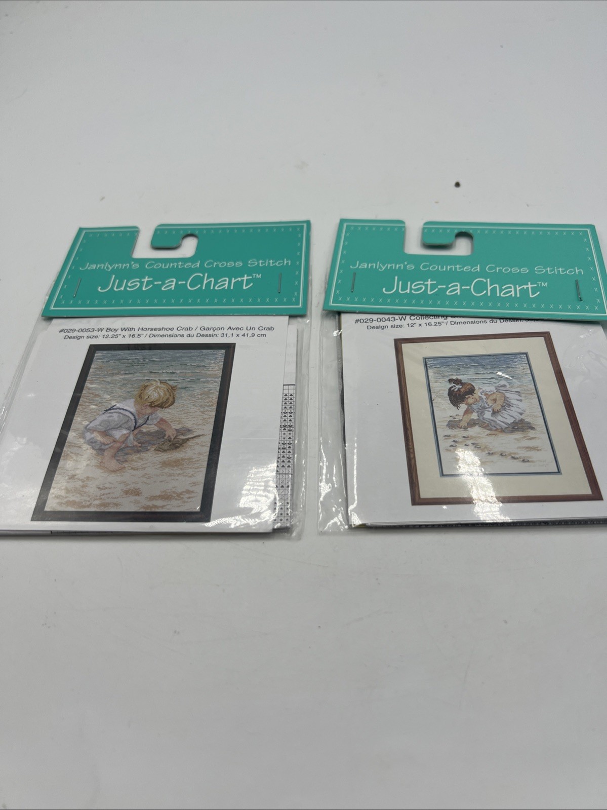 Lot Of 2 Janlynn JUST-A-CHART Paper graph only Counted Cross Stitch