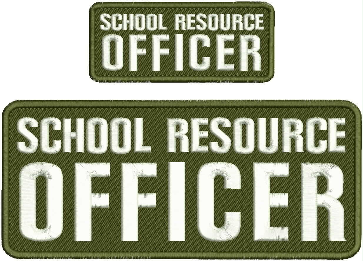 Collectible 2 Embroidery Patch ''School R O '' 4x10 and 2x5 White On Od Green
