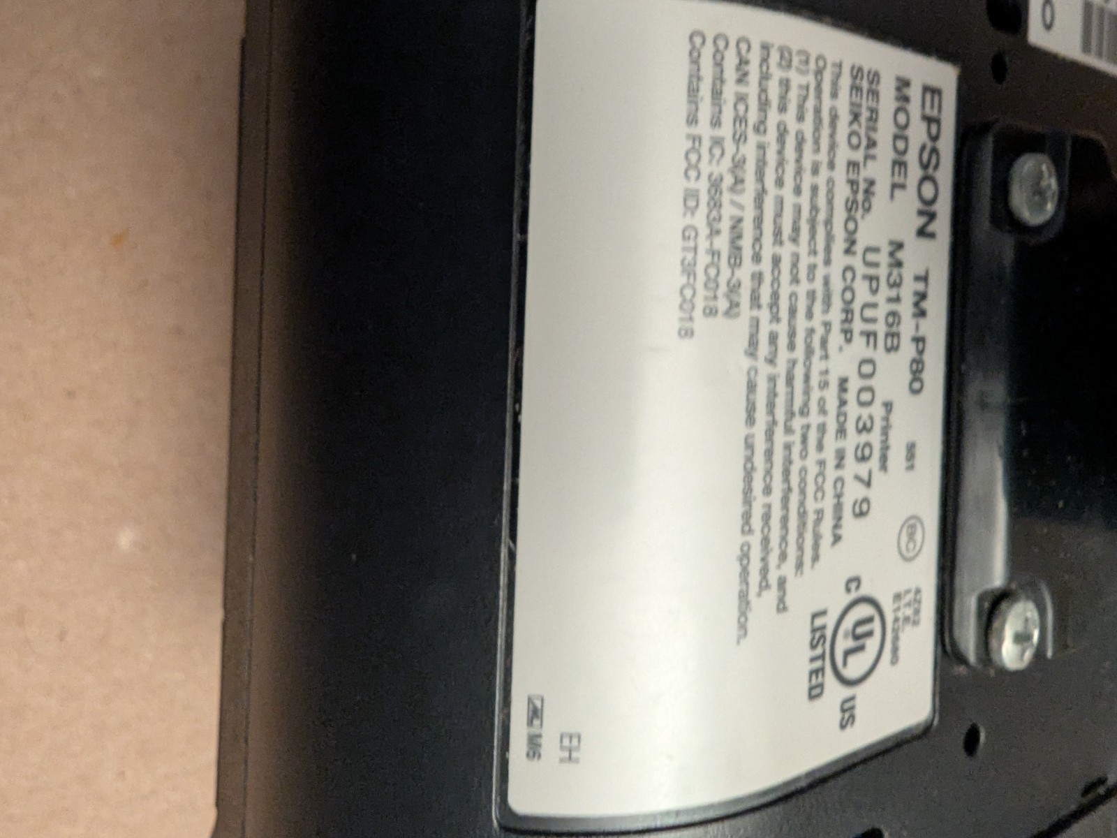 Epson TM-P80 M316B Bluetooth Thermal Receipt Printer Tested Working