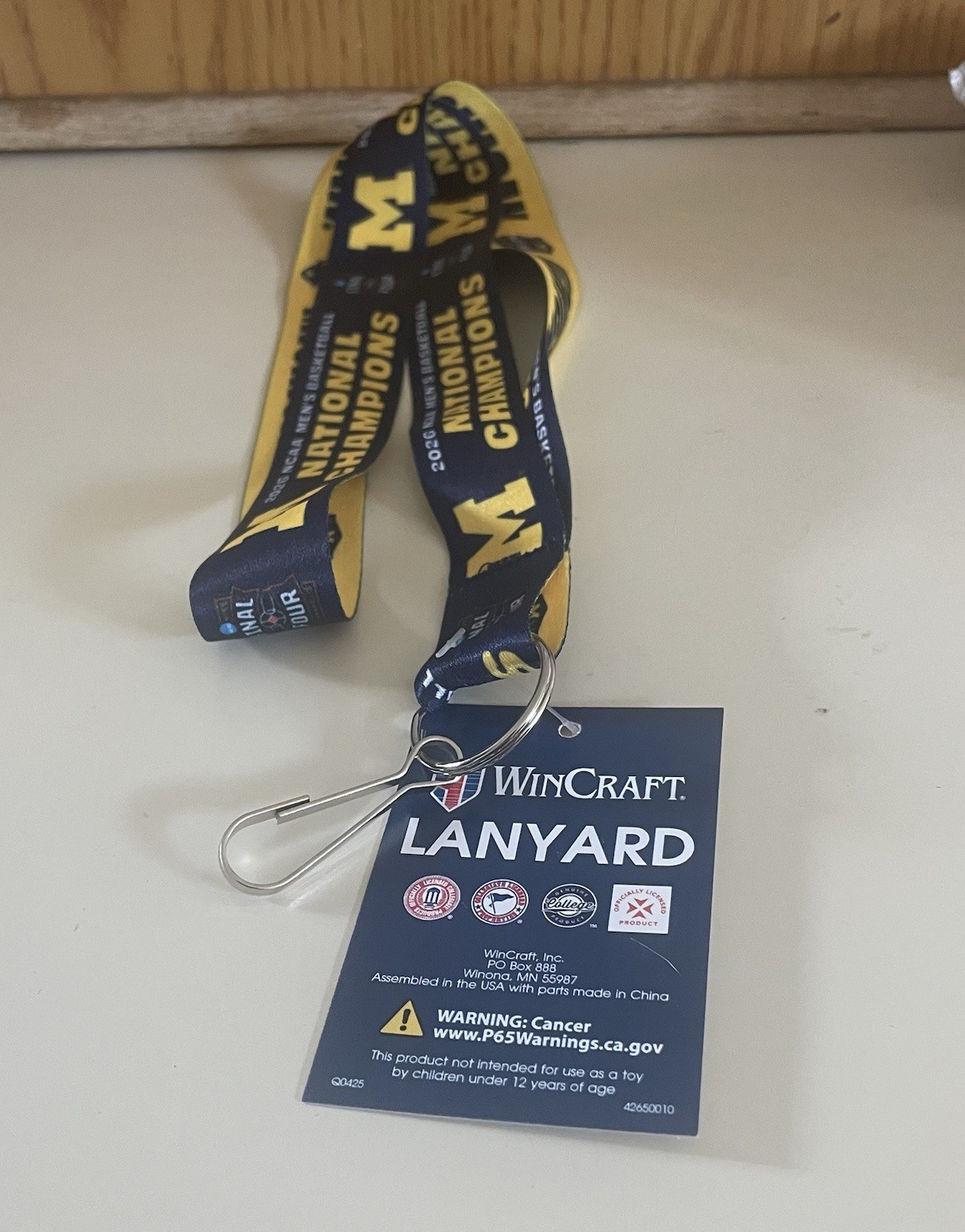 Michigan Wolverines Lanyard Men’s Basketball National Champions 2026 NCAA Offic