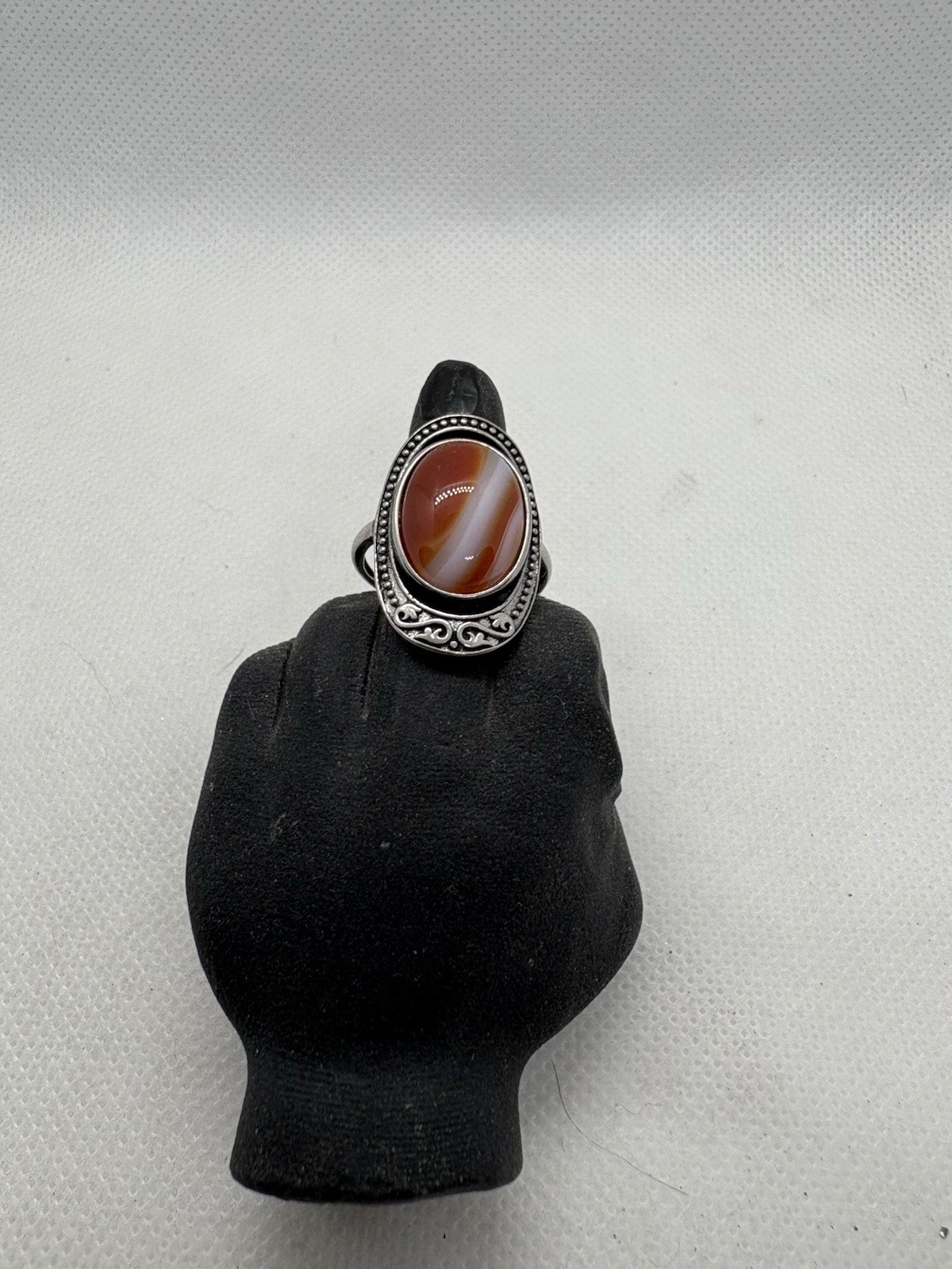 Red Agate Adjustable Alloy Ring