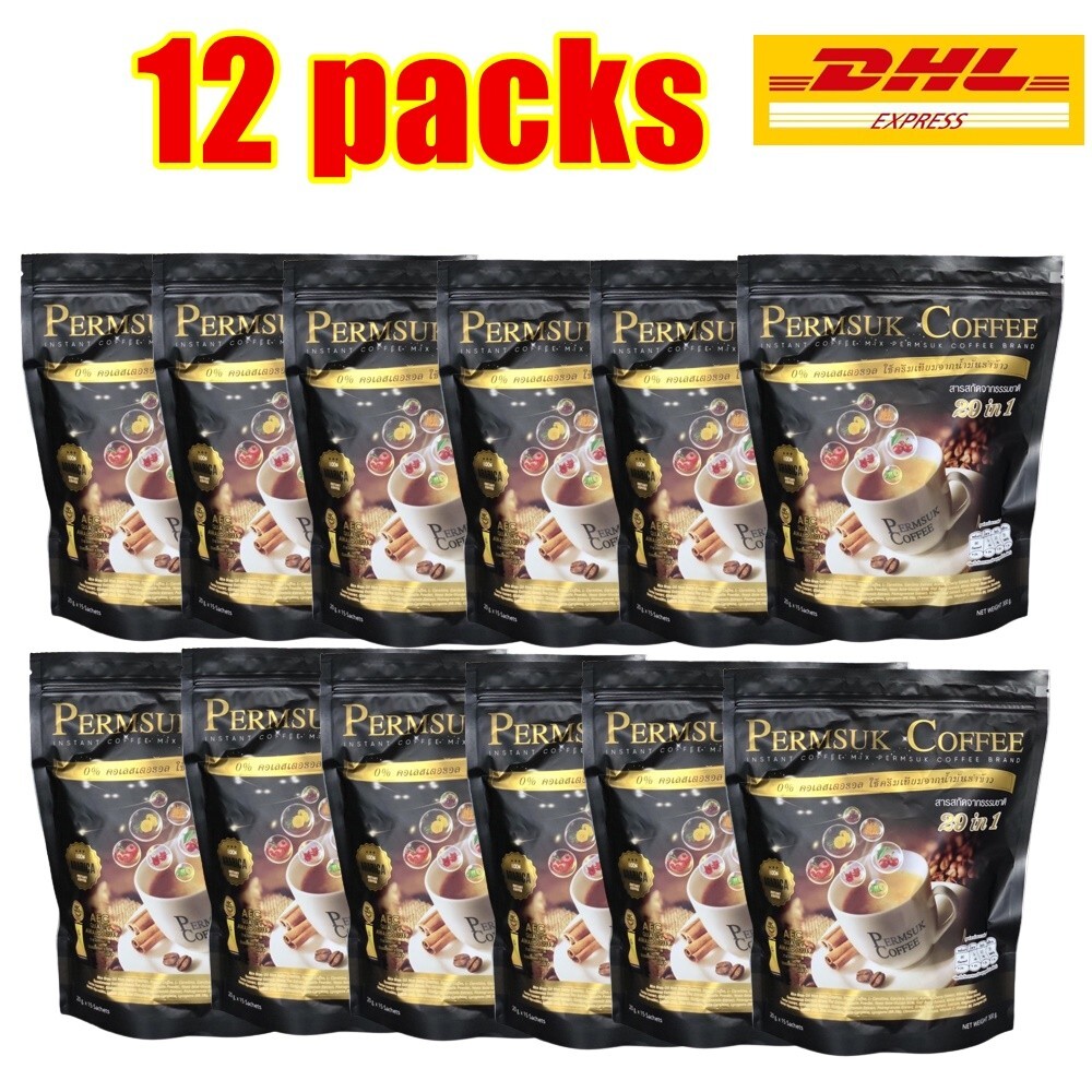 12x Permsuk Coffee Instant Mix Arabica 29 in 1 Healthy Herbal No Trans Fat