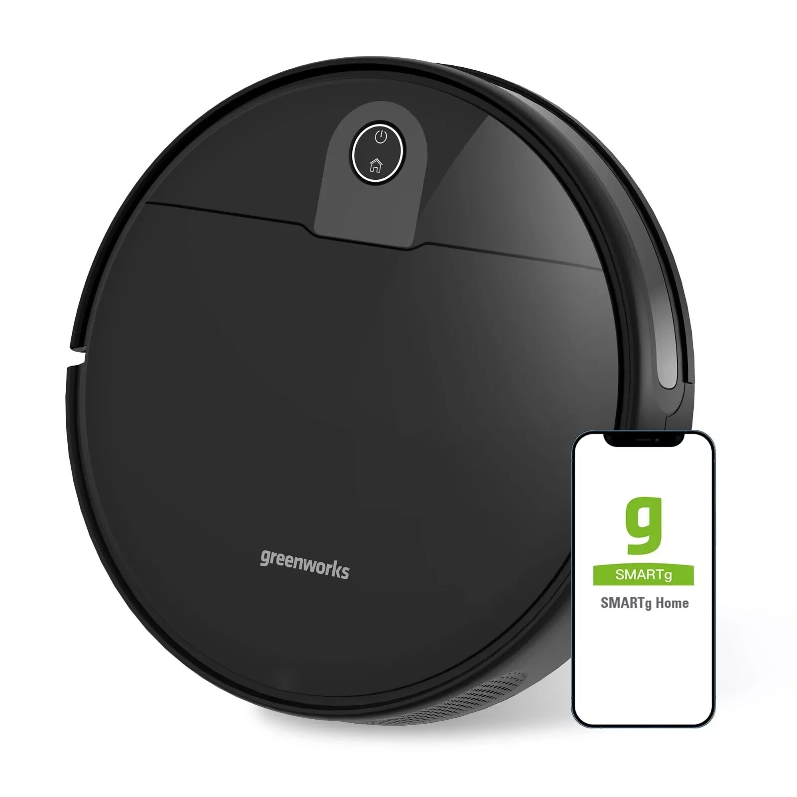 Greenworks Robot Vaccum GRV-1010, Max 2200 PA 3.23 inch Height Smart App Control
