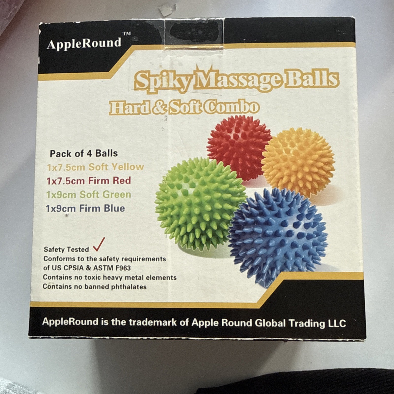 AppleRound Spiky Massage Balls, 7.5 cm & 9 cm Combo Pack, Stress Reflexology