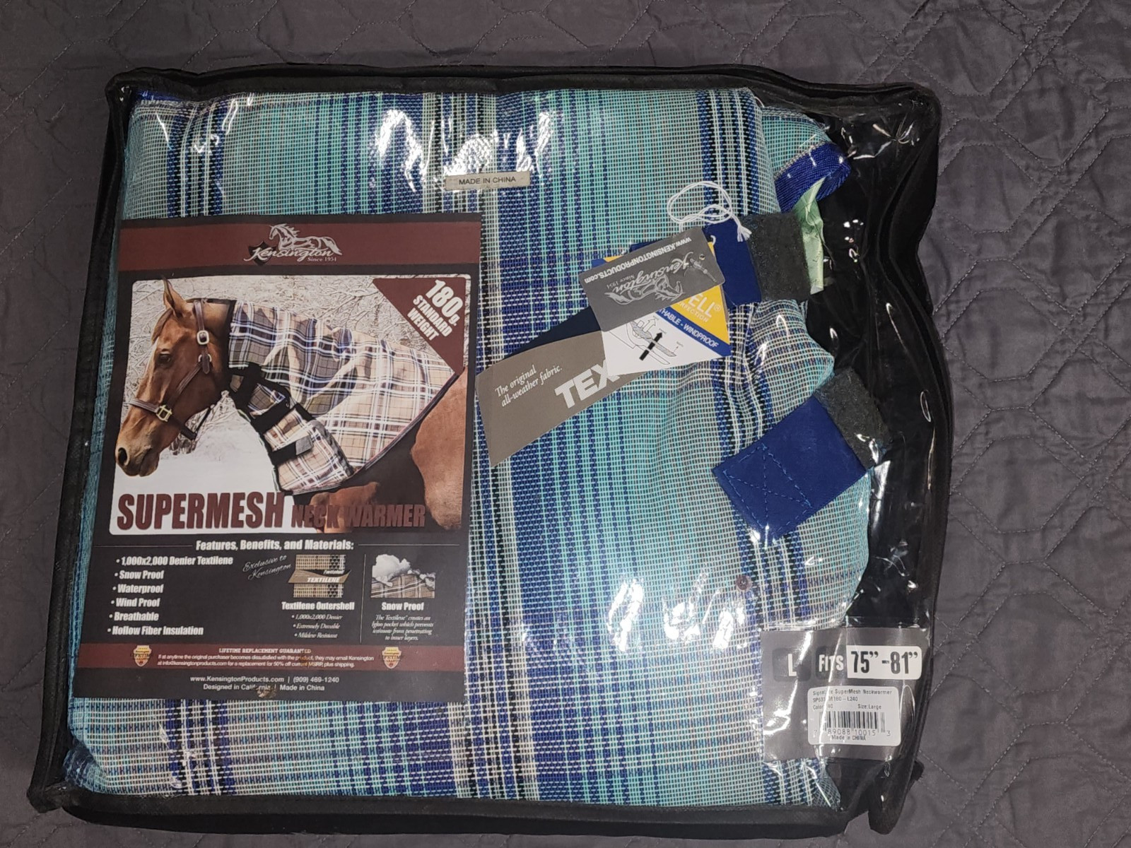 NWT New Kensington Supermesh Neck Warmer L Fits 75"-81" Blankets 180g Hood Blue