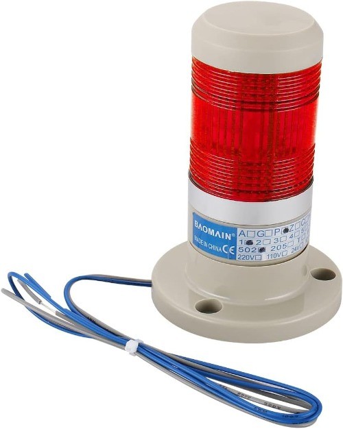 BAOMIAN 220V AC Industrial Signal Tower Light Red LED Continuous Warning Lamp