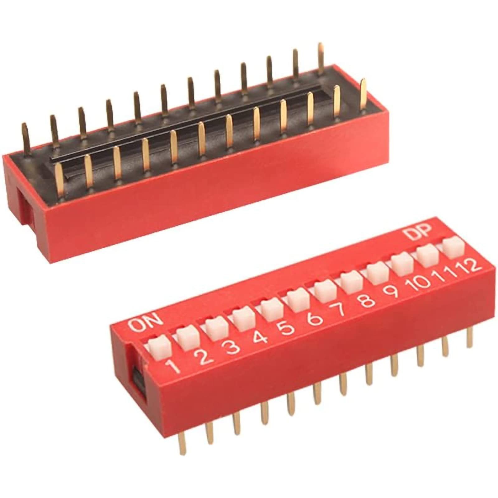 40PCS Double Row Dip Switch Assorted Kit 1 2 3 4 6 8 10 12 Position Red